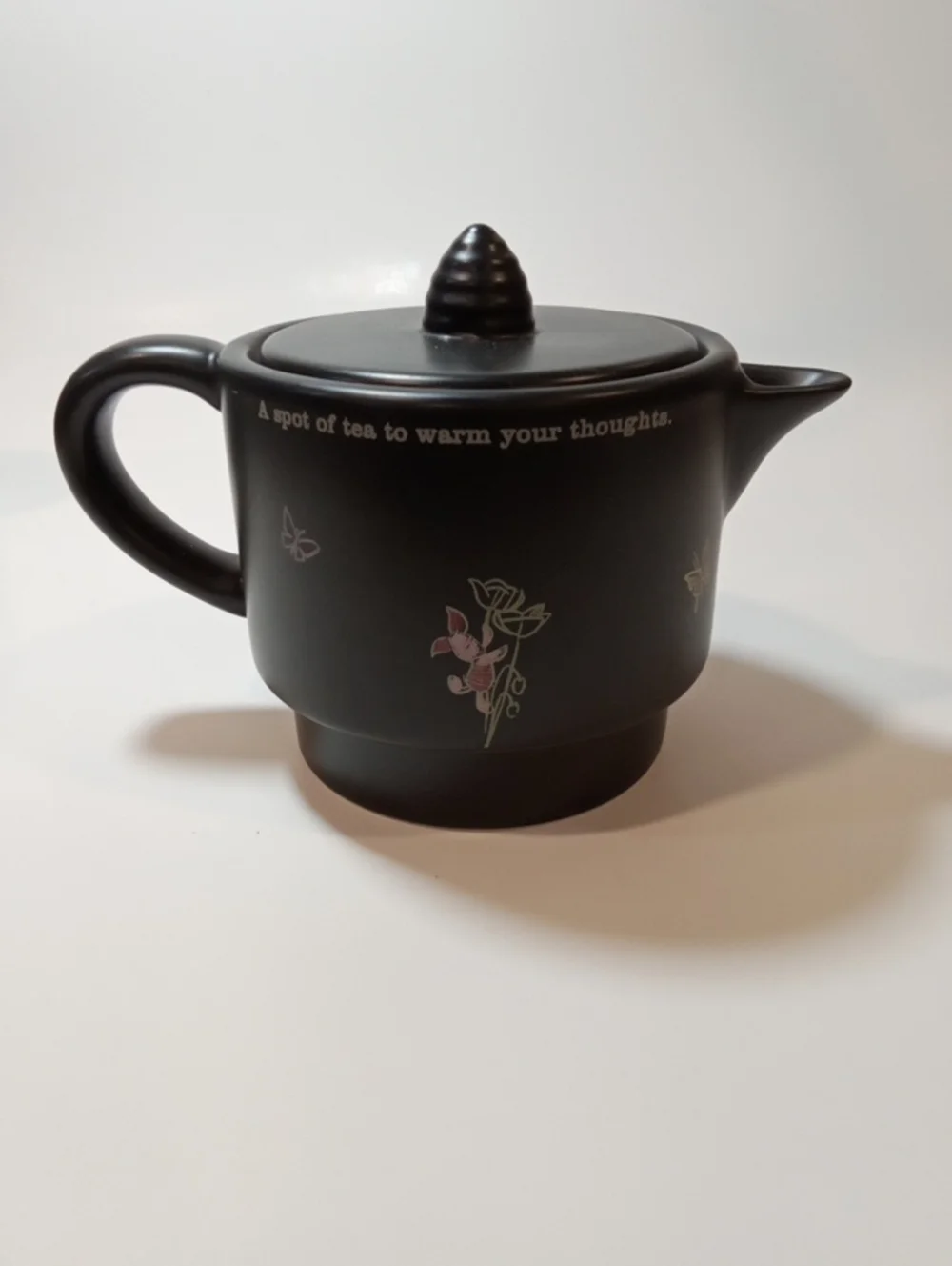 Black Ceramic Winnie The Pooh Stackable Tea For One Set with Lid